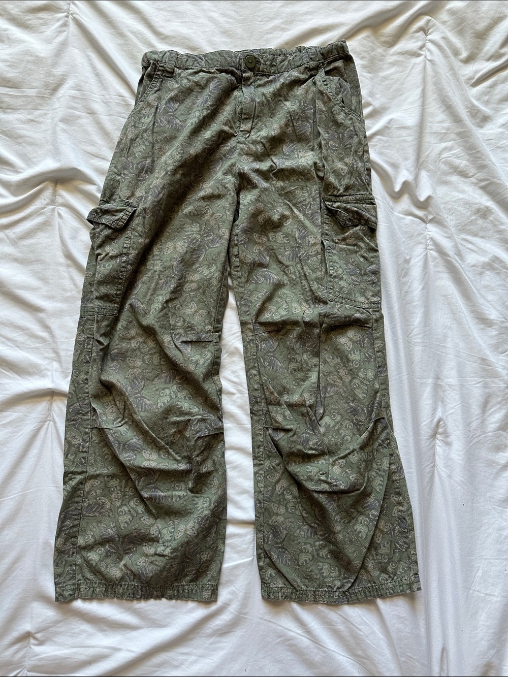 Cat & Jack Green Cargo Pants Butterfly 14 Cotton